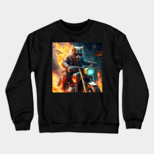 Cat Fiery motorcyclist Crewneck Sweatshirt